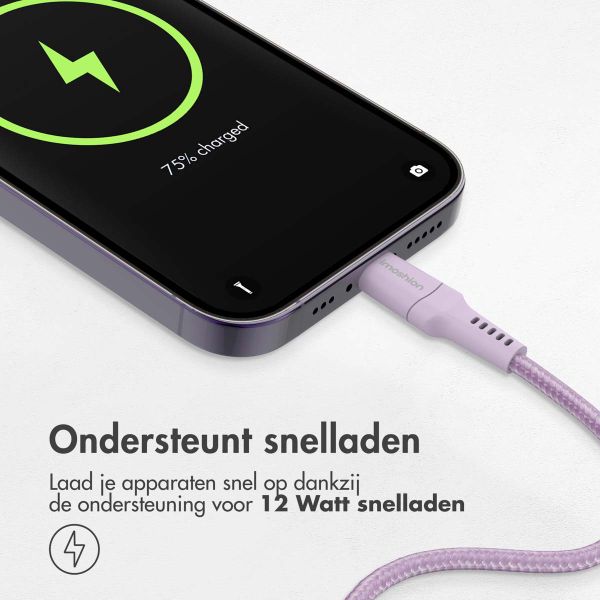 imoshion Lightning naar USB kabel - Non-MFi - Gevlochten textiel - 1 meter - Lila