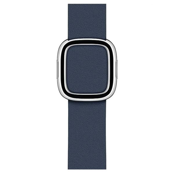 Apple Leather Band Modern Buckle Apple Watch Series 1-9 / SE - 38/40/41 mm / Series 10 - 42 mm - Maat L - Deep Sea