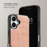 Selencia Nova Croco Backcover met koord en pashouder iPhone 16 - Old Pink