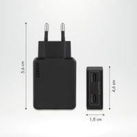 Accezz Ultra Slim GaN Oplader - 2x USB-C - 65W - Zwart