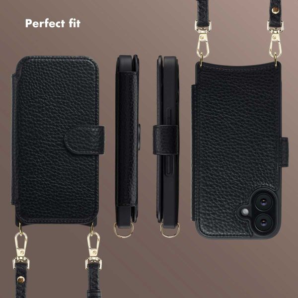 Selencia Riva Bookcase with MagSafe and phone strap Apple iPhone 16 - Black