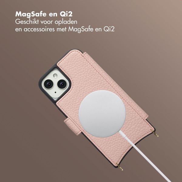 Selencia Riva Bookcase met MagSafe en Koord Apple iPhone 14 / 13 - Old Pink