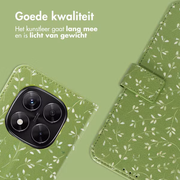 imoshion Design Bookcase Xiaomi Redmi Note 14 Pro Plus (5G) - Green Flowers