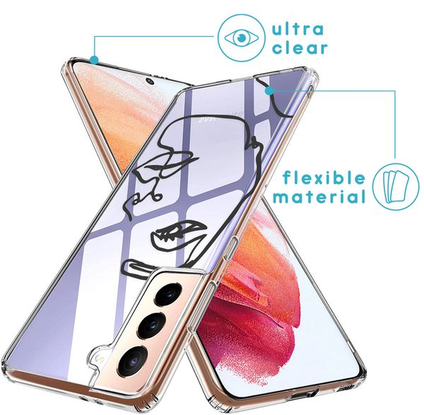 imoshion Design hoesje Samsung Galaxy S21 - Abstract Gezicht - Zwart