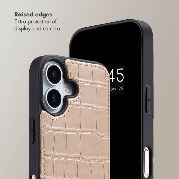 Selencia Nova Croco Phone Case with Cord and Card Holder Apple iPhone 17 - Beige