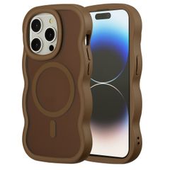 Selencia Wavy Backcover met MagSafe Apple iPhone 14 Pro - Mocha Brown