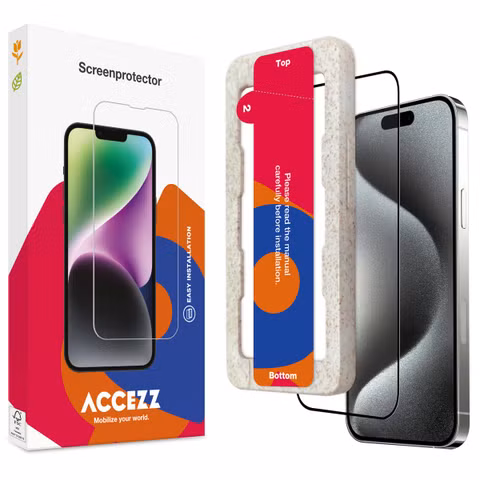 Accezz Gehard Glas Full Cover Screenprotector met applicator Apple iPhone 15 Pro Max