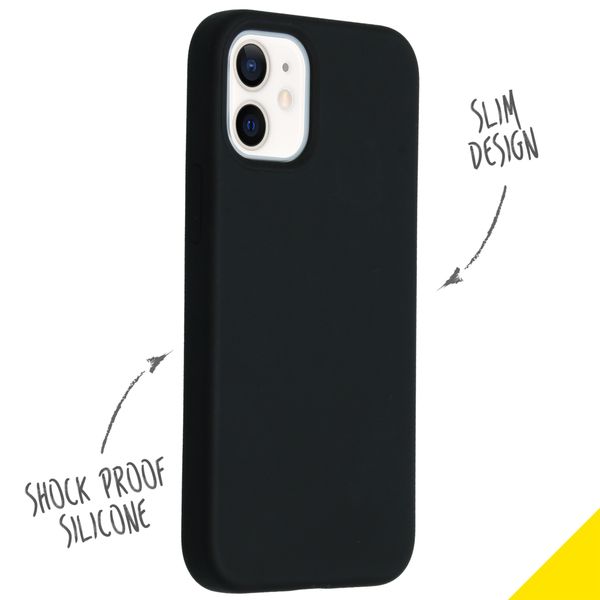 Accezz Liquid Silicone Backcover Apple iPhone 12 Mini - Zwart