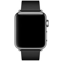 Apple Leather Band Modern Buckle Apple Watch Series 1 t/m 9 / SE (38/40/41 mm) | Series 10 (42 mm) - Maat M - Black