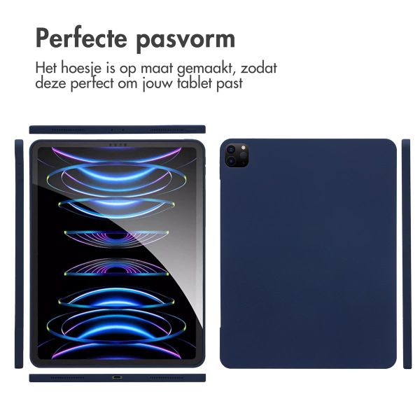 Accezz Liquid Silicone Backcover met penhouder Apple iPad Pro 12.9 (2022) / Pro 12.9 (2021) / Pro 12.9 (2020) - Donkerblauw
