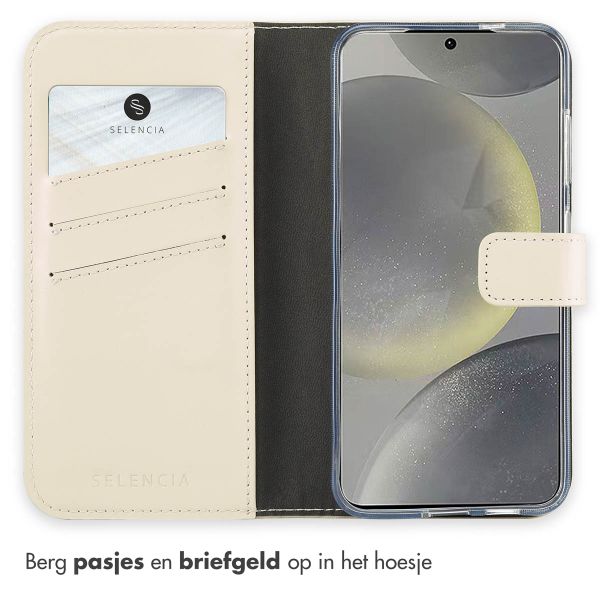 Selencia Echt Leren Bookcase Samsung Galaxy S24 - Greige