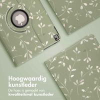 imoshion 360° Draaibare Design Bookcase Apple iPad 9 (2021) 10.2 inch / iPad 8 (2020) 10.2 inch / iPad 7 (2019) 10.2 inch - Green Flowers