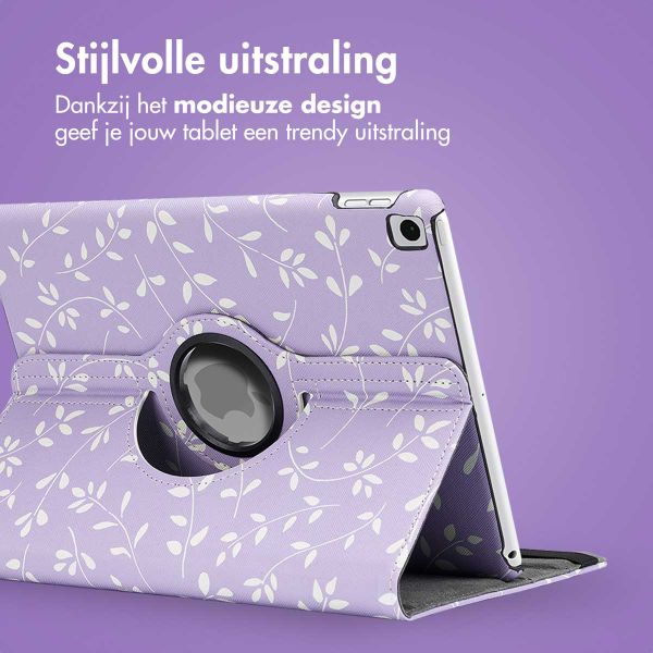 imoshion 360° Draaibare Design Bookcase Apple iPad 9 (2021) 10.2 inch / iPad 8 (2020) 10.2 inch / iPad 7 (2019) 10.2 inch - Laverder Flowers