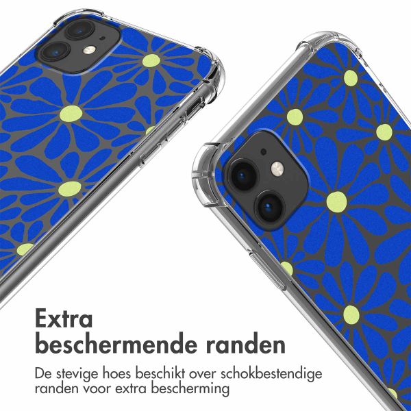 imoshion Design hoesje met koord iPhone 11 - Cobalt Blue Flowers Connect