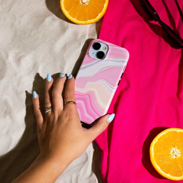 Selencia Vivid Backcover met MagSafe Apple iPhone 15 - Pastel Lipstick Marble