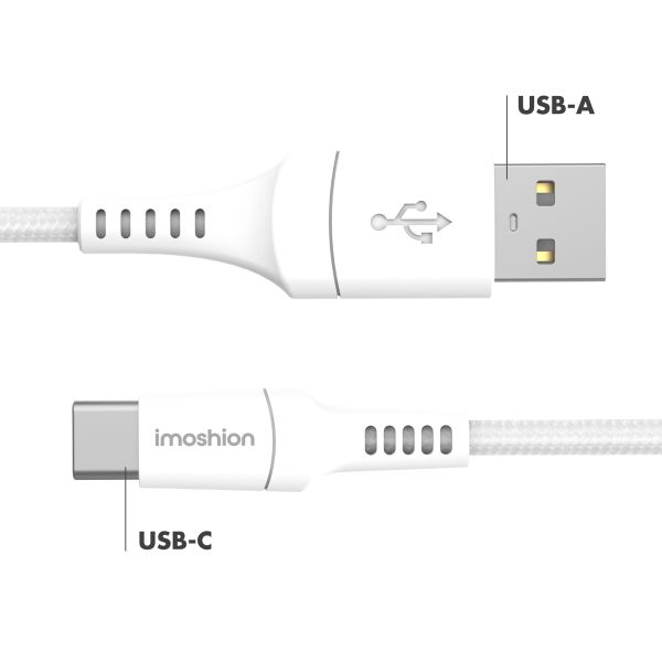 imoshion Braided USB-C naar USB-A kabel - 1,5 meter - Wit