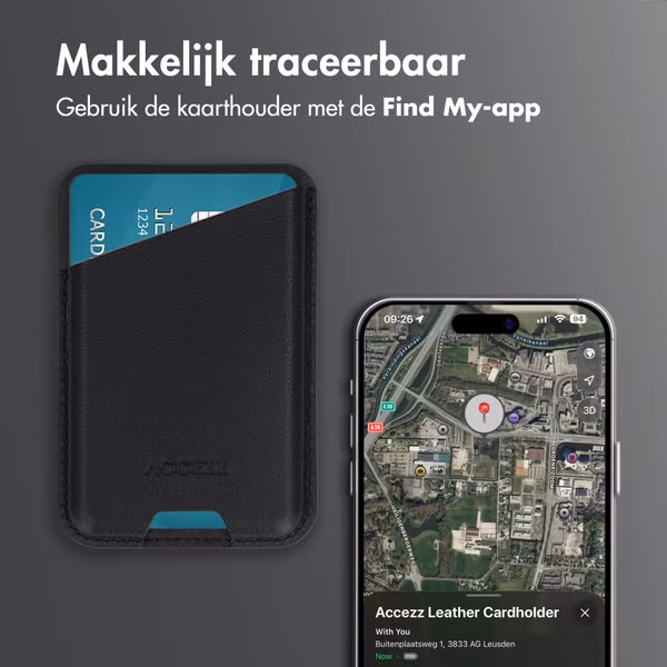 Accezz Magnetische Leren Kaarthouder - Geschikt voor Apple Find My - Onyx Black