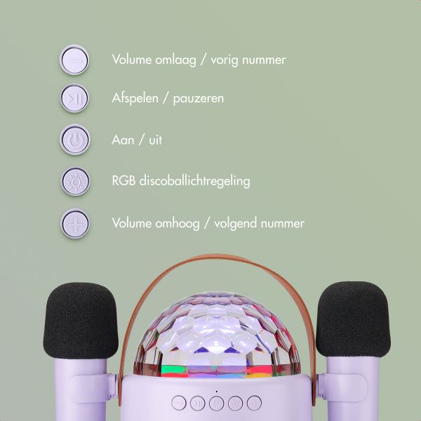 imoshion Sing & Shine Karaoke set - Speaker en 2 Microfoons - Lavender Lilac