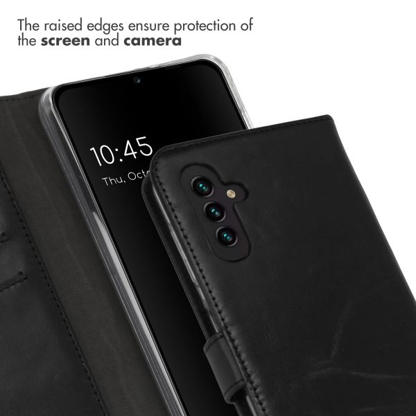 Selencia Echt Leren Bookcase Samsung Galaxy A13 (5G) / A04s - Zwart