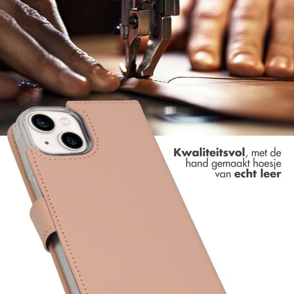 Selencia Echt Lederen Bookcase iPhone 14 - Dusty Pink