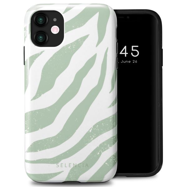 Selencia Vivid Tough Backcover iPhone 11 - Colorful Zebra Sage Green