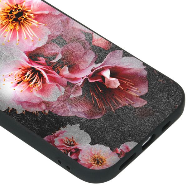 imoshion Design hoesje iPhone 12 (Pro) - Bloem - Roze / Zwart