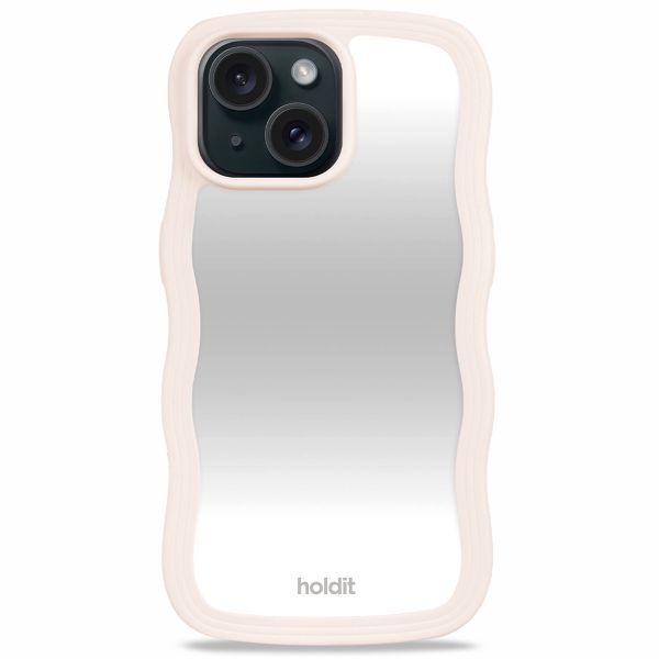 Holdit Wavy Case iPhone 13/14/15 - Light Beige / Mirror