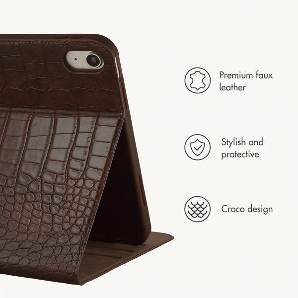 Selencia Croco Bookcase Apple iPad 11 (2025) 11 inch A16 / iPad 10 (2022) 10.9 inch - Choco Brown