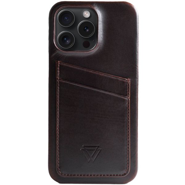 Wachikopa Full Wrap C.C. Backcover met 2 pashouders iPhone 15 Pro - Dark Brown