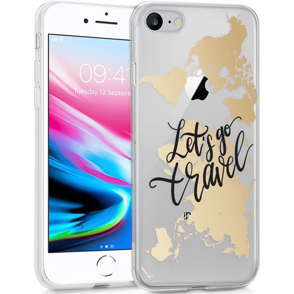 imoshion Design hoesje iPhone SE (2022 / 2020) / 8 / 7 / 6s - Let's Go Travel / Zwart