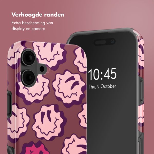 Selencia Vivid Backcover met MagSafe Apple iPhone 16 - Wavy Smiley Pink