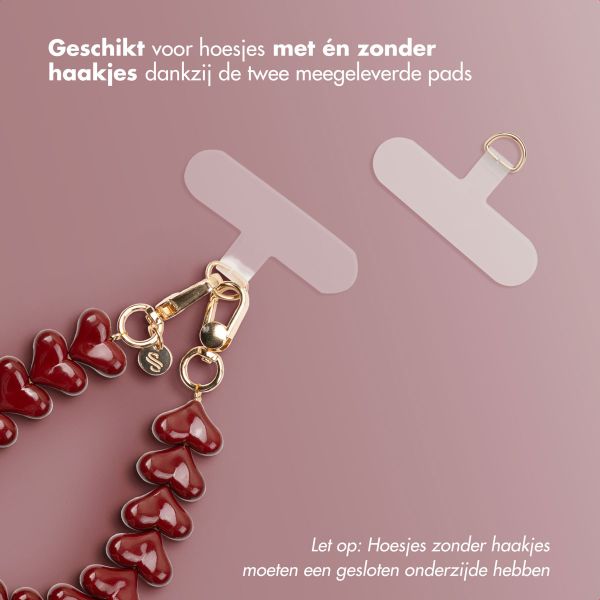 Selencia Rivièra MagSafe Backcover met afneembare haakjes voor de Apple iPhone 15 - Powder Blue + Lova Polskoord - Burgundy