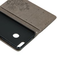 Klavertje Bloemen Bookcase Alcatel 1S (2019) - Grijs