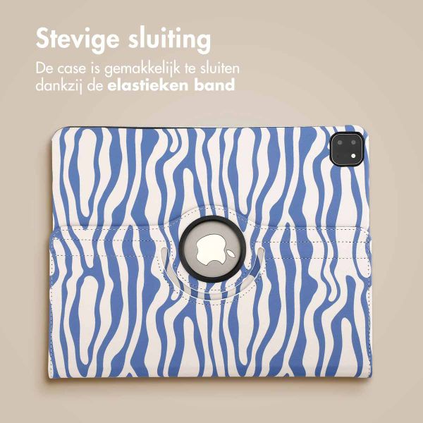 imoshion 360° Draaibare Design Bookcase Apple iPad Air 13 inch (2025) M3 / (2024) M2 - White Blue Stripes
