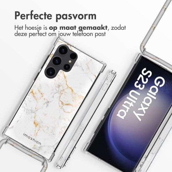 imoshion Design hoesje met koord Samsung Galaxy S23 Ultra - White Marble