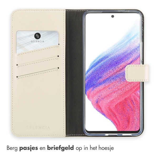 Selencia Echt Leren Bookcase Samsung Galaxy A53 - Greige