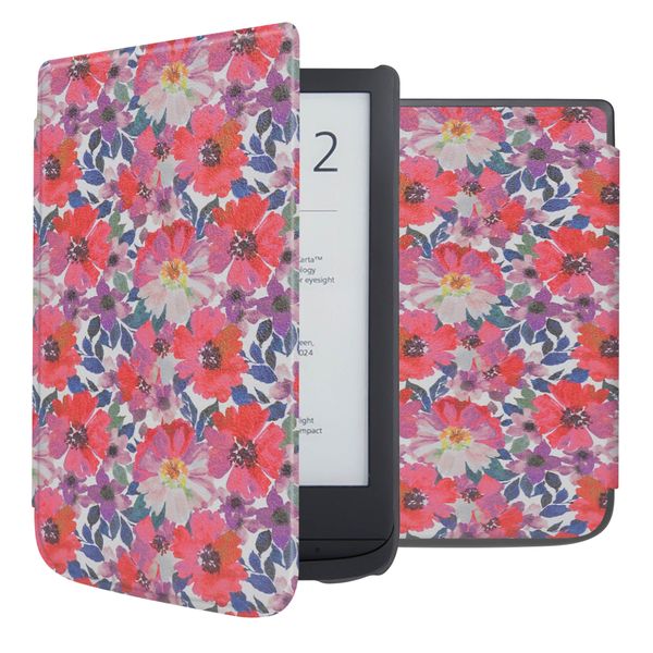 imoshion Design Slim Hard Case Sleepcover Pocketbook Touch Lux 5 / HD 3 / Basic Lux 4 / Vivlio Lux 5 - Flower Watercolor