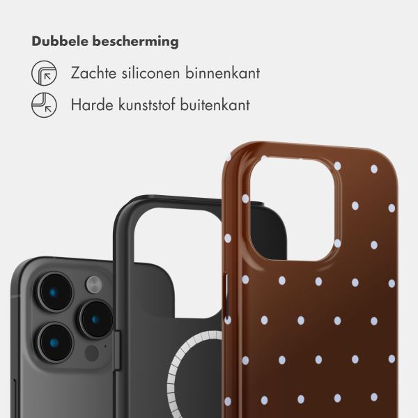 Selencia Vivid Backcover met MagSafe Apple iPhone 15 Pro - Happy Dots Chocolate