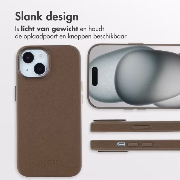Accezz MagSafe Leather Backcover Apple iPhone 15 - Coffee Brown