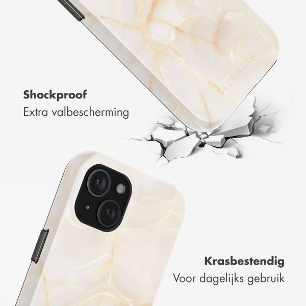 Selencia Vivid Backcover met MagSafe Apple iPhone 15 - Golden Beige Marble