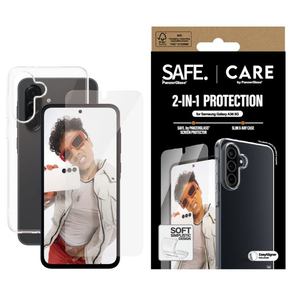 CARE by PanzerGlass Fashion Backcover XR + Ultra-Wide Fit Screenprotector incl. applicator Samsung Galaxy A36 - Transparant