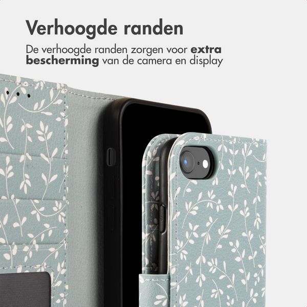 imoshion Design Bookcase Apple iPhone SE (2022 / 2020) / 8 / 7 / 6(s) - Smoke Green Flowers