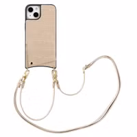 Selencia Nova Croco Telefoonhoes met Koord en Pashouder Apple iPhone 13 - Beige