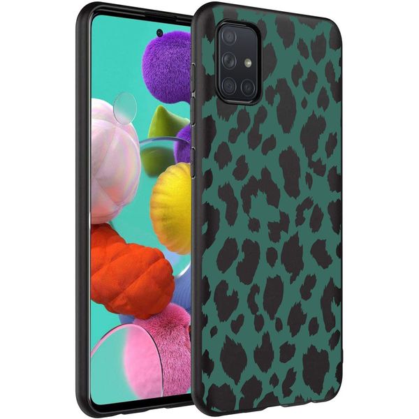 imoshion Design hoesje Samsung Galaxy A71 - Luipaard - Groen / Zwart