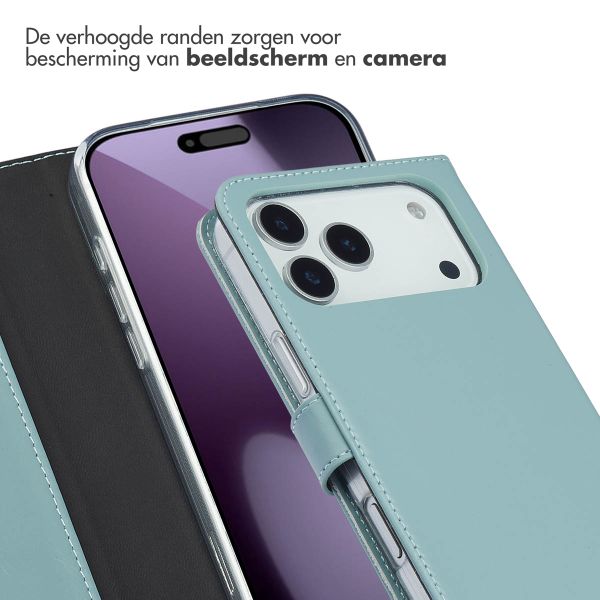 Selencia Echt Leren Bookcase Apple iPhone 17 Pro Max - Lichtblauw