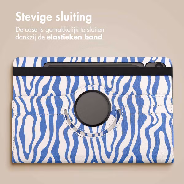 imoshion 360° Draaibare Design Bookcase Samsung Galaxy Tab S10 Lite / S10 FE / S9 FE - White Blue Stripes