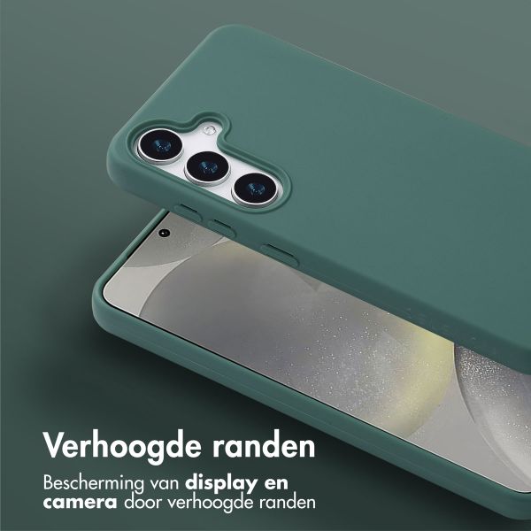 Selencia Siliconen hoesje met afneembaar koord Samsung Galaxy S25 - Donkergroen