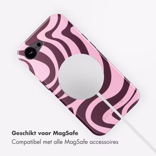 Selencia Vivid Backcover met MagSafe Apple iPhone 16e - Wavy Swirl Pink Plum