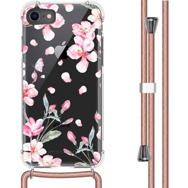 imoshion Design hoesje met koord iPhone SE (2022 / 2020) / 8 / 7 - Bloem - Roze