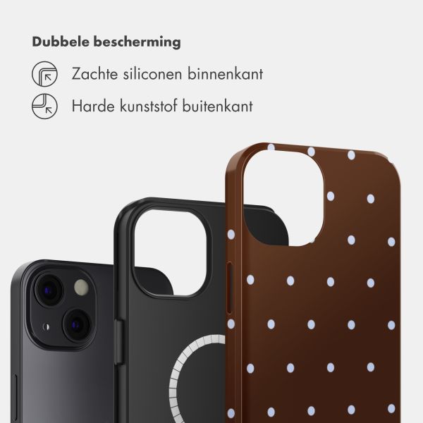 Selencia Vivid Backcover met MagSafe Apple iPhone 13 - Happy Dots Chocolate